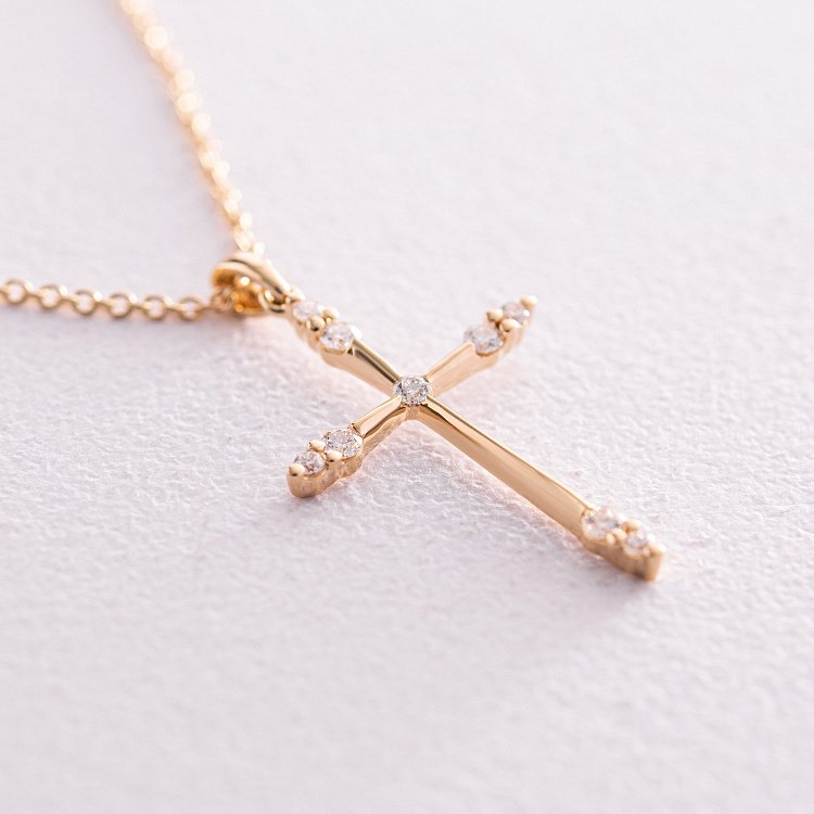 Золоте кольє "Хрестик" з діамантами колб0084са від ювелірного магазину Онікс - 2