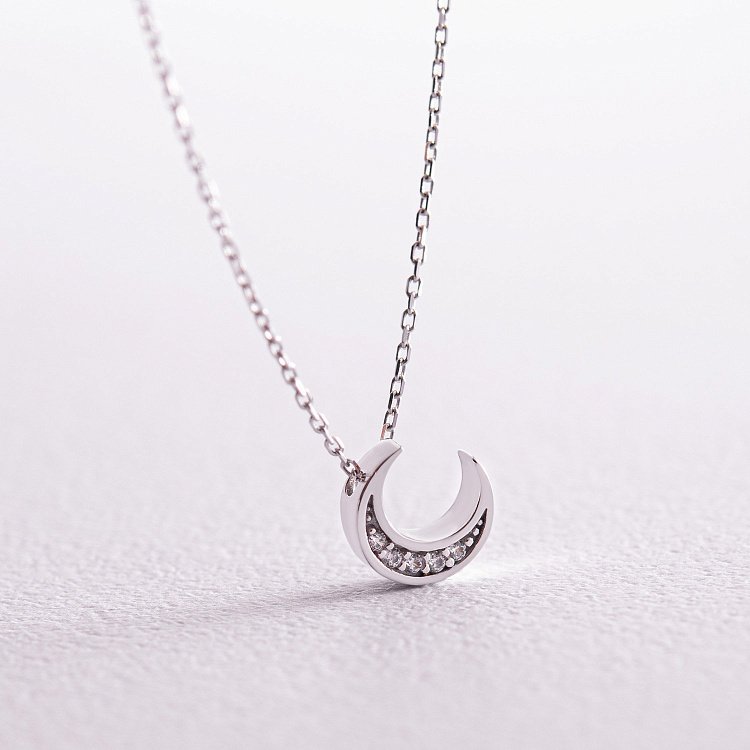 Колье "Луна" с фианитами (белое золото) кол02316 от ювелирного магазина Оникс