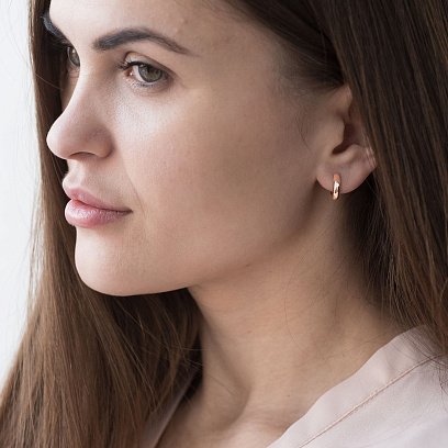 Серьги-кольца в красном золоте (фианит) с06713 №2