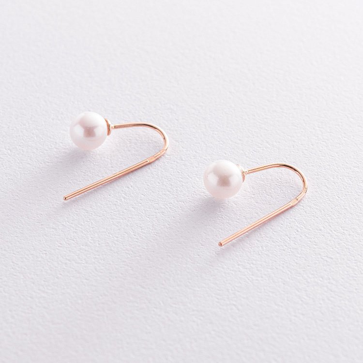 Золотые серьги "Изящность" (жемчуг) с07341 от ювелирного магазина Оникс - 9