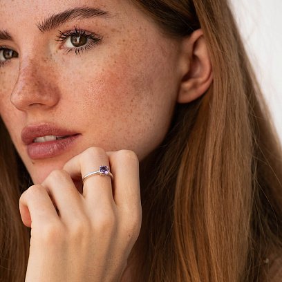 Серебряное кольцо с аметистом 1852/1р-AMET №4