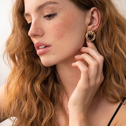 Золотые серьги "Кольца" с06100 №7