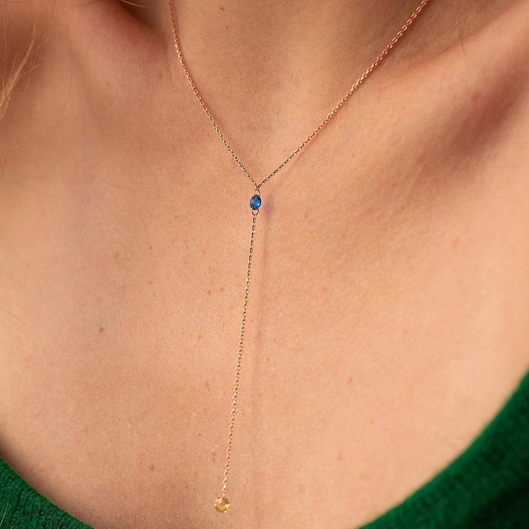 Кольє - краватка "Кольори свободи" у червоному золоті (фіаніти) кол02336 від ювелірного магазину Онікс - 3