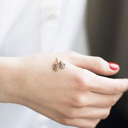 Золота підвіска з хрестиком і ладанкою п03247 №2