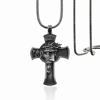 Срібний хрест "Портрет Ісуса Христа у терновому вінці" 133171 №4