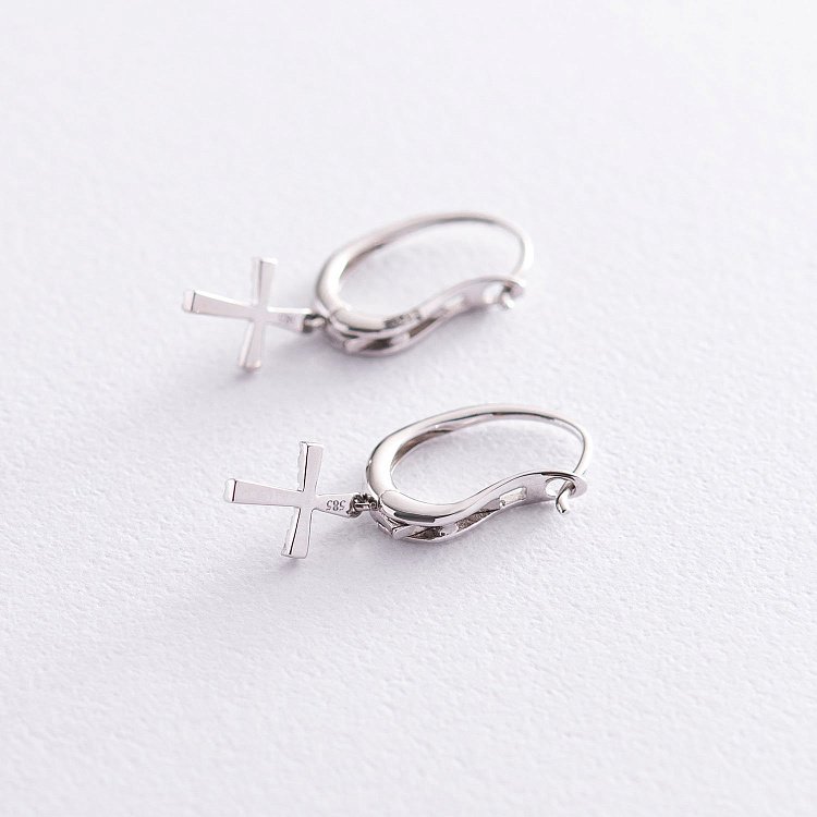 Золоті сережки "Хрестики" з діамантами сб0175ca від ювелірного магазину Онікс - 2