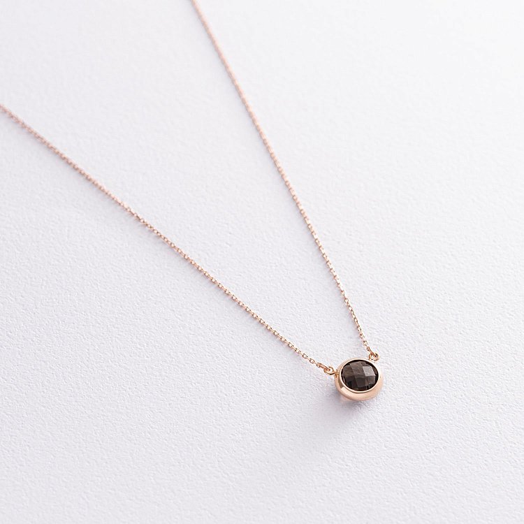 Золоте кольє з димчастим кварцом кол01181 від ювелірного магазину Онікс