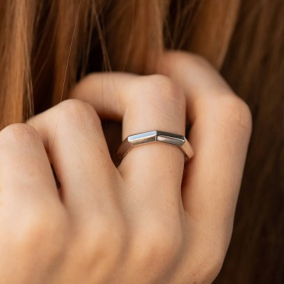 Серебряное кольцо "Геометрия" 1548 №3