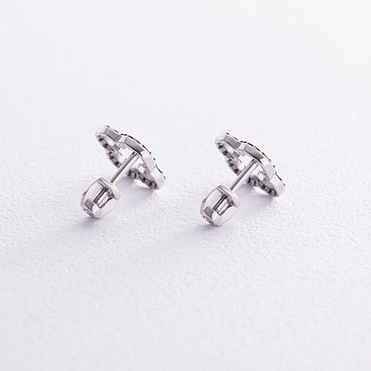 Срібні сережки - пусети "Конюшина" з чорними фіанітами 008220ч №3