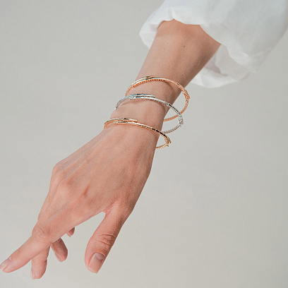 Жесткий браслет "Змея" в красном золоте (фианиты) б05620 №2