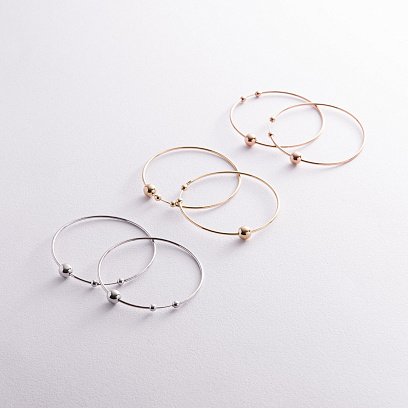 Сережки - кільця Гармонія в жовтому золоті с06691 №4