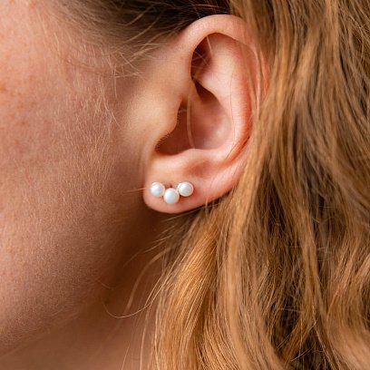 Серебряные серьги - пусеты "Джейн" с жемчугом 123233 №3