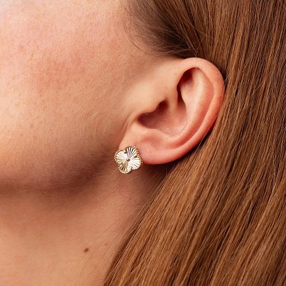 Сережки "Конюшина" в жовтому золоті с08871 №4