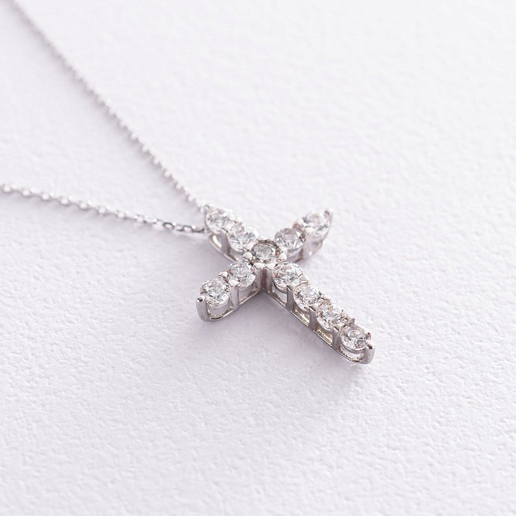 Кольє "Хрестик" в білому золоті (фіаніти) кол01815 від ювелірного магазину Онікс - 4