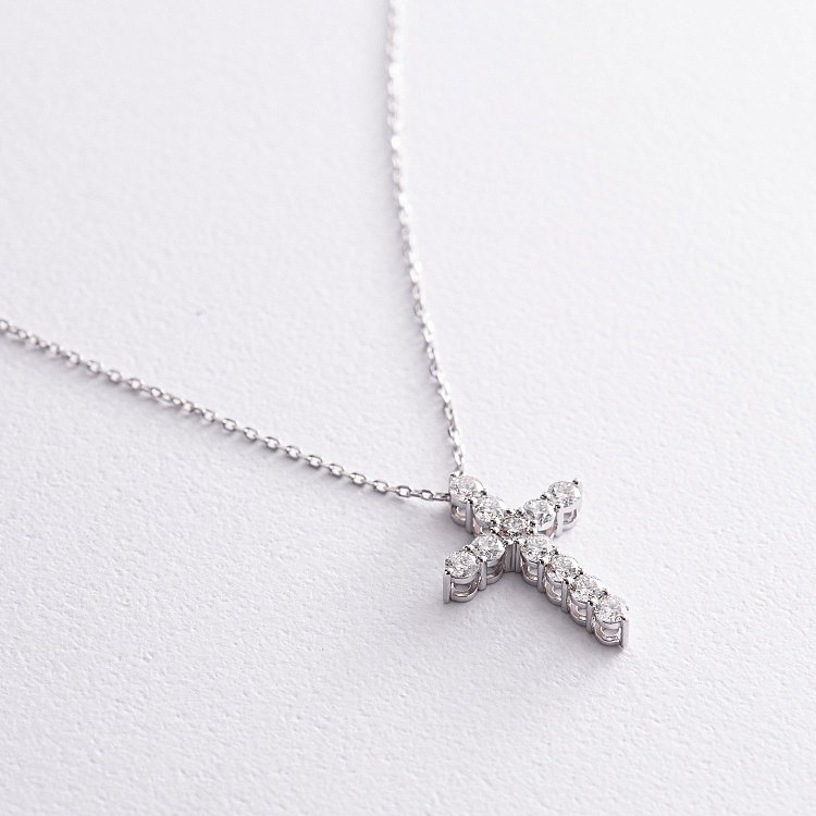 Золоте кольє "Хрестик" з діамантами 112841121 від ювелірного магазину Онікс - 2