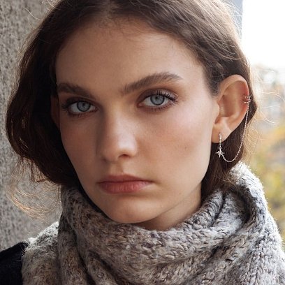 Серебряная серьга - каффа с фианитами 4996 №7