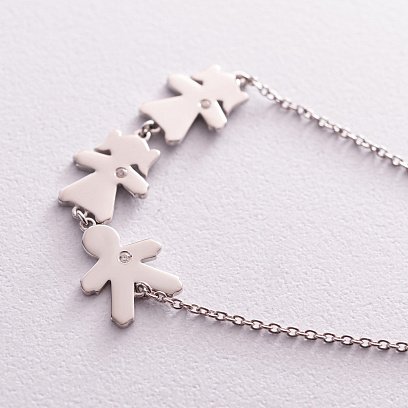 Серебряный браслет "Две девочки и мальчик" (возможна гравировка) 2087 №3