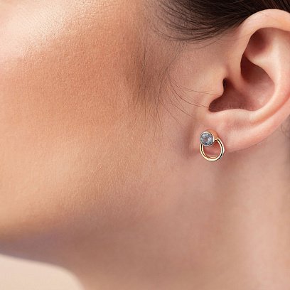 Сережки - пусети "Ейпріл" з топазами (жовте золото) с08225 №7