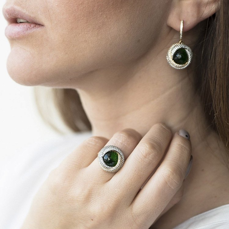 Золотые серьги с фианитами с04113 от ювелирного магазина Оникс - 3