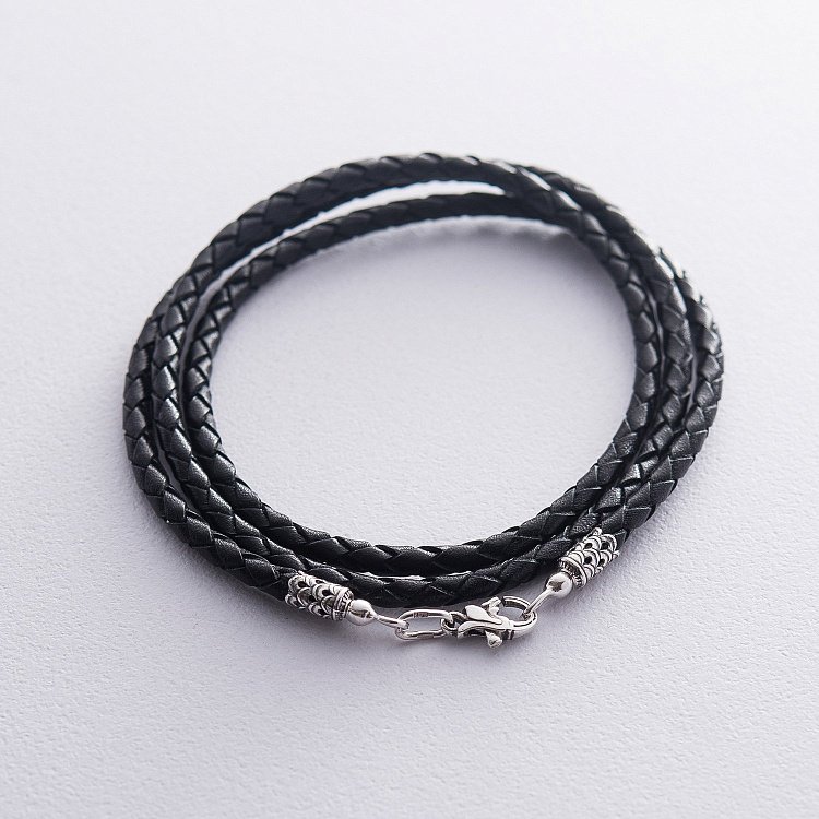 Шкіряний шнурок зі срібною застібкою (3 мм) 18159 від ювелірного магазину Онікс