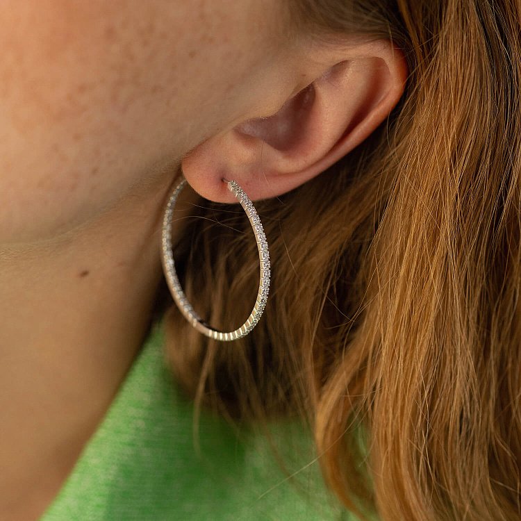 Золоті сережки - кільця з діамантами 313231121 від ювелірного магазину Онікс - 3