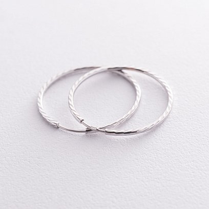 Сережки - кільця в білому золоті (2.9 см) с07144 №3