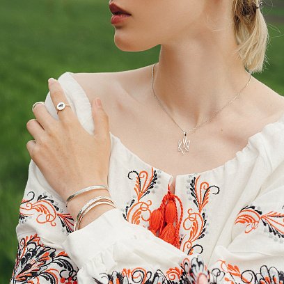 Серебряное кольцо "Моя Украина" 112647у №2