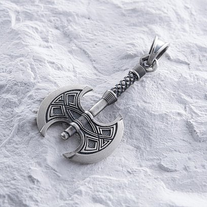 Серебряный кулон "Двойной топор" 7049 №3