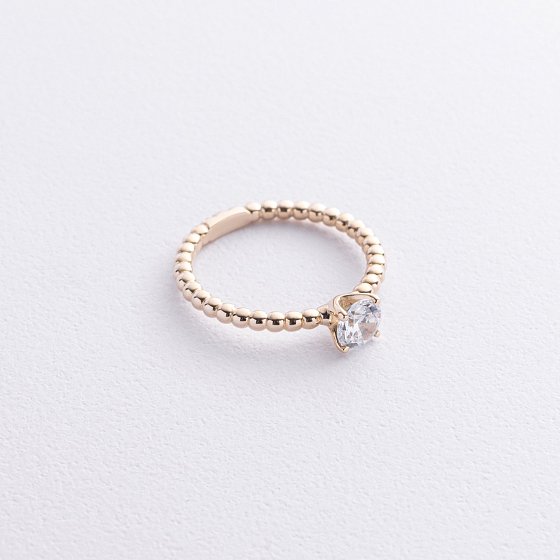Помолвочное золотое кольцо с фианитом к08158 №3