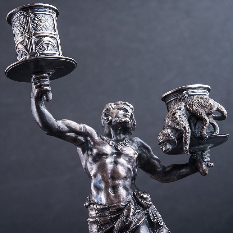 Серебряная фигура ручной работы "Мавр с обезьянкой" сер00015 от ювелирного магазина Оникс - 2