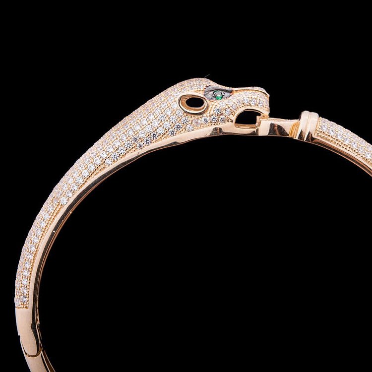 Ексклюзивний золотий браслет "Ягуар" з фіанітами б02027 від ювелірного магазину Онікс - 1