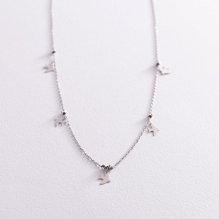 Кольє "Ластівки" в білому золоті кол02020 від ювелірного магазину Онікс