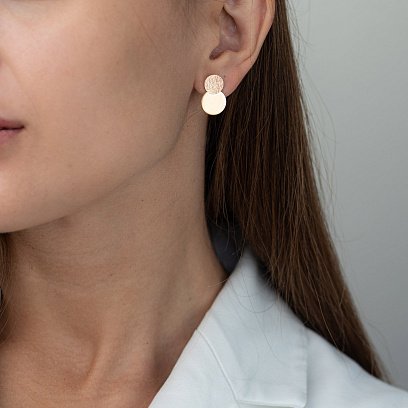 Золотые серьги "Кружочки"  470094 №6