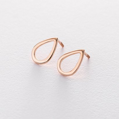 Сережки - пусети "Крапельки" в червоному золоті с06314 №2