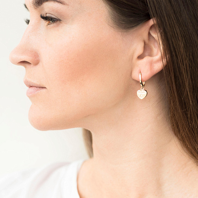 Золотые серьги "Сердечки" с03869 №4