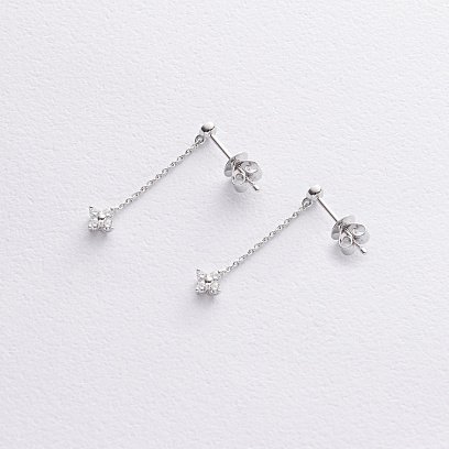 Золотые серьги - пусеты "Клевер" с бриллиантами сб0591lg №3