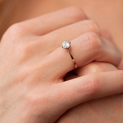 Помолвочное золотое кольцо с фианитом к08060 №4