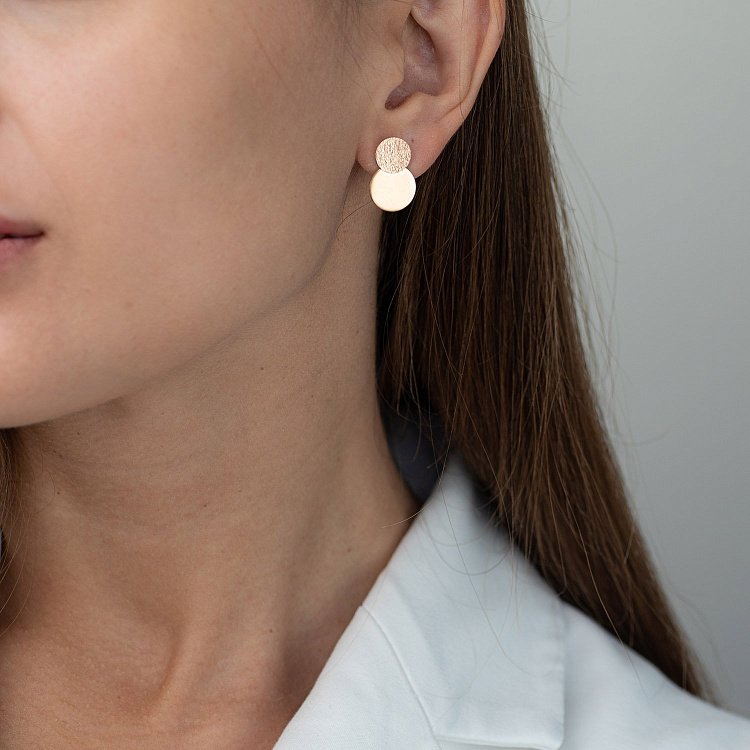 Золотые серьги "Кружочки"  470094 от ювелирного магазина Оникс - 5