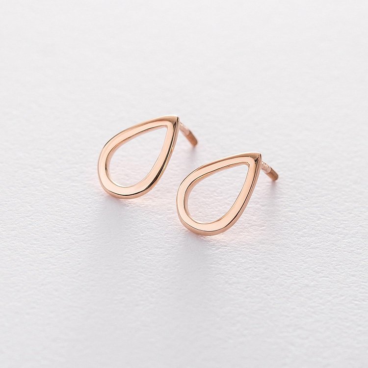 Сережки - пусети "Крапельки" в червоному золоті с06314 від ювелірного магазину Онікс - 1