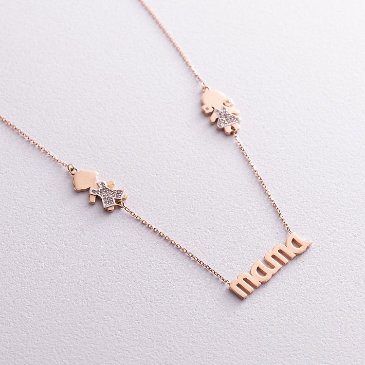 Золоте кольє "Хлопчик і дівчинка" (фіаніти) кол00994 від ювелірного магазину Онікс