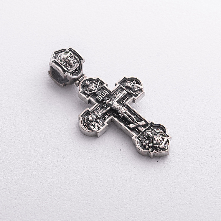 Серебряный крест "Иисус Христос. Покров. Ходатайство. Пантелеймон Целитель" 1936 от ювелирного магазина Оникс - 2