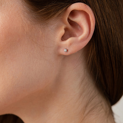 Серьги - клаймберы "Оригинальность" в белом золоте с09341 №6