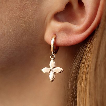 Сережки "Конюшина" в червоному золоті с07127 №2