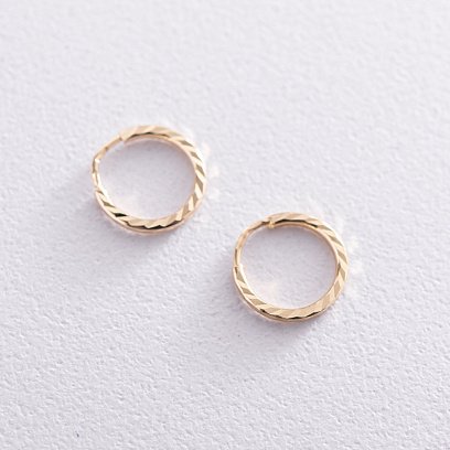Сережки - кільця в жовтому золоті (1.2 см) с07307 №6