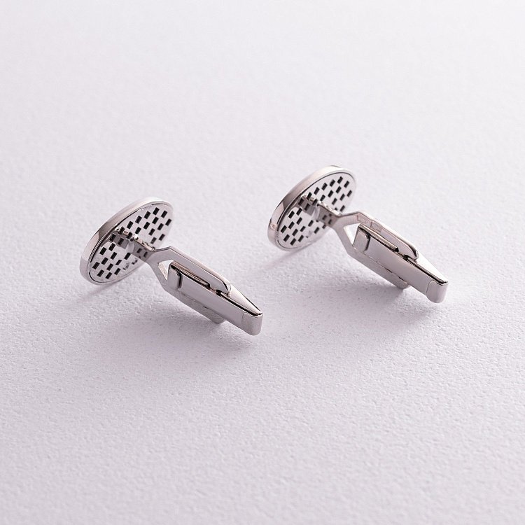 Золотые запонки с фианитами зап00069 от ювелирного магазина Оникс - 1