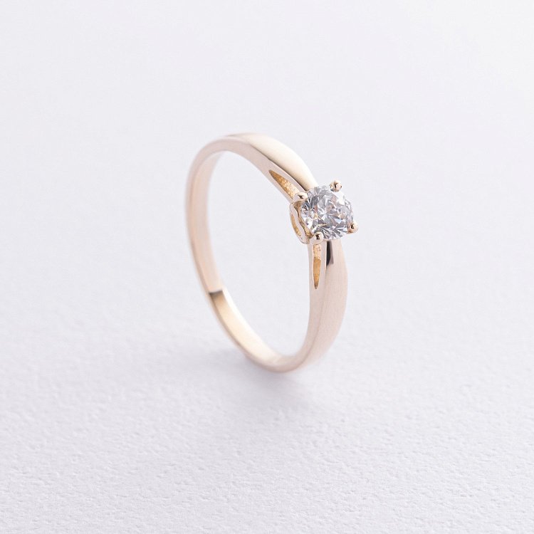 Заручальна золота каблучка "Серце" (фіаніт) к08155 від ювелірного магазину Онікс - 2