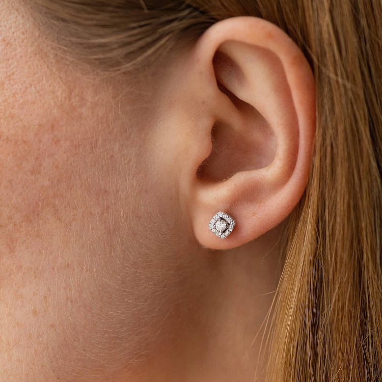 Золоті сережки - пусети 2 в 1 з діамантами 332011121 від ювелірного магазину Онікс - 5