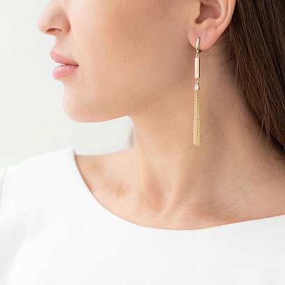 Висячие серьги в желтом золоте с06875 №3