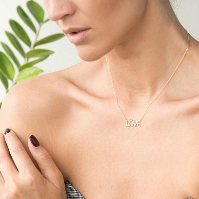 Золотое колье "Love" кол01214 №5