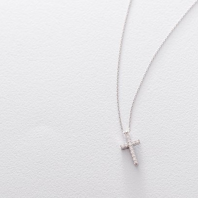 Золоте кольє з хрестиком (чорні і білі фіаніти) кол00816 №5